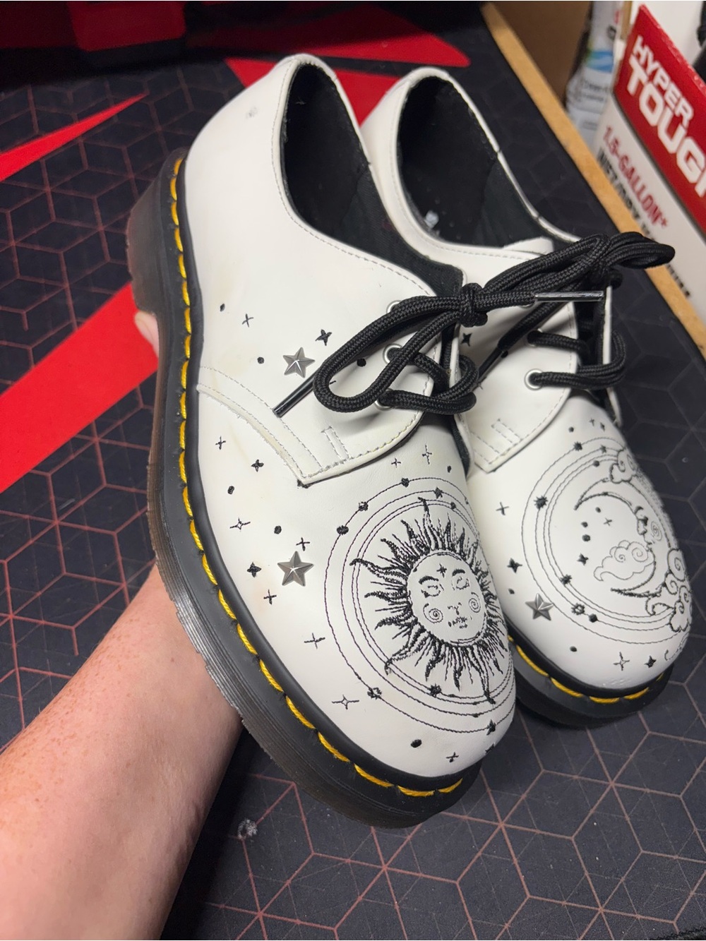 Dr. Martens White Leather Sun & Moon 3-Eye Oxfords - Picture 4 of 5